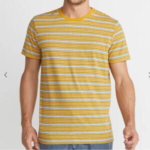 Marine Layer Signature Crewneck Tee Short Sleeve Tshirt Yellow Stripe Large